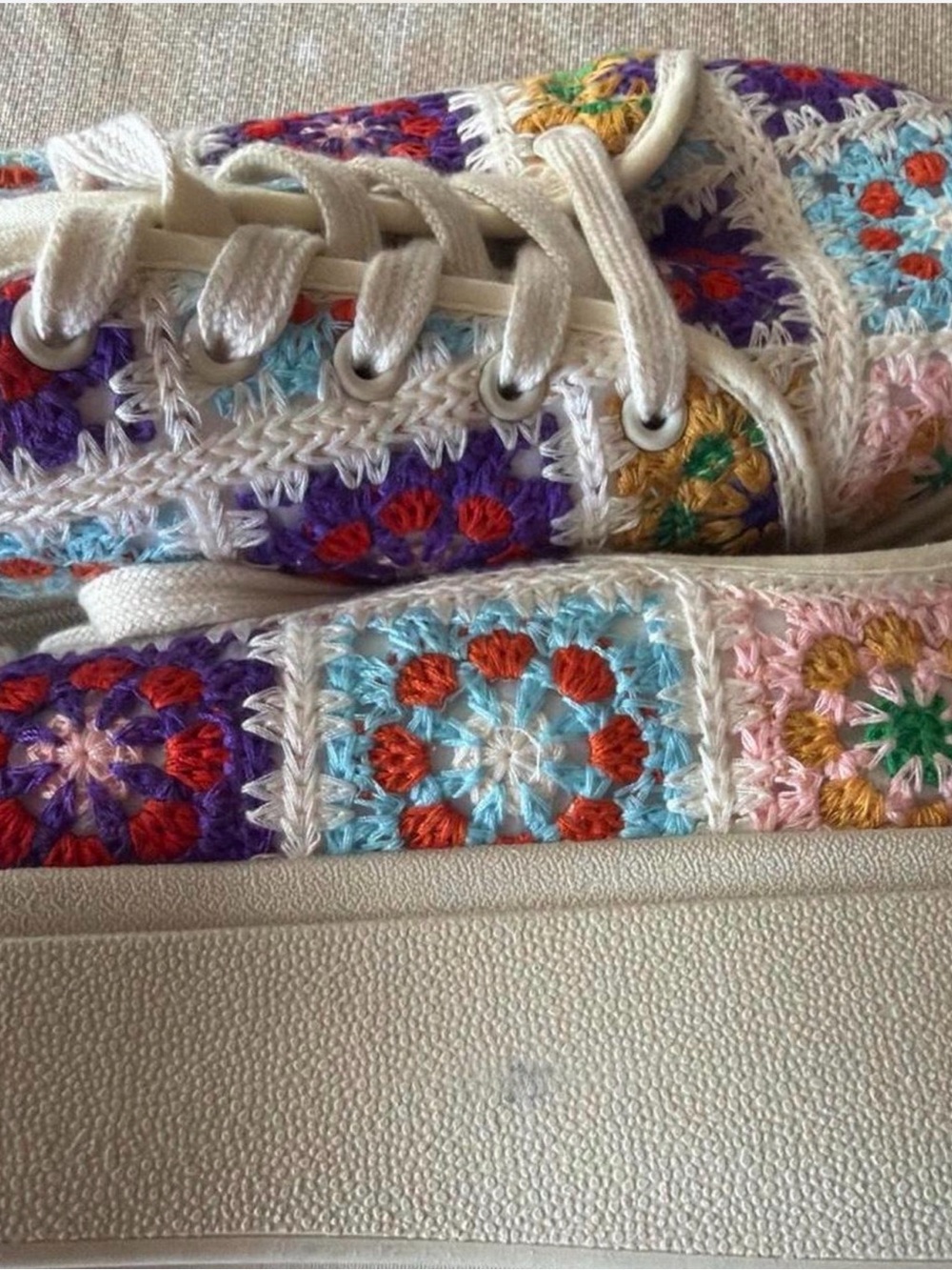 Dirty Laundry crocheted floral granny square platform sneakers in a Size 9.5. - Picture 7 of 7